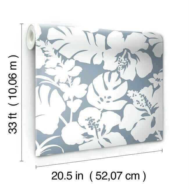 Hibiscus Arboretum Blue Wallpaper - York Wallcoverings - CV4440 - York Wallcoverings Wallpaper