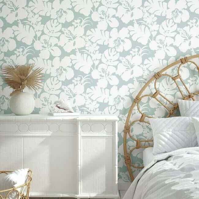 Hibiscus Arboretum Light Grey Wallpaper - York Wallcoverings - CV4439 - York Wallcoverings Wallpaper