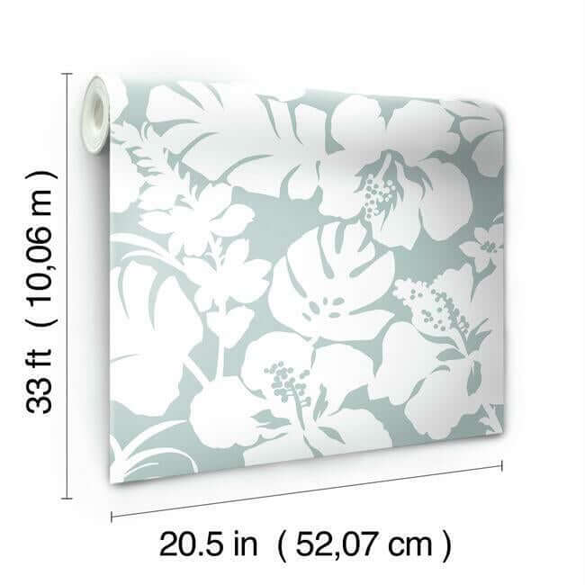 hibiscus-arboretum-wallpaper-verdigris-york-wallcoverings-cv4439 - York Wallcoverings Wallpaper