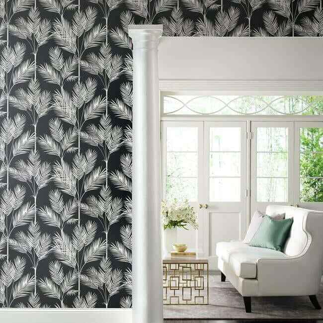 King Palm Silhouette Blue Wallpaper - York Wallcoverings - CV4409 - York Wallcoverings Wallpaper