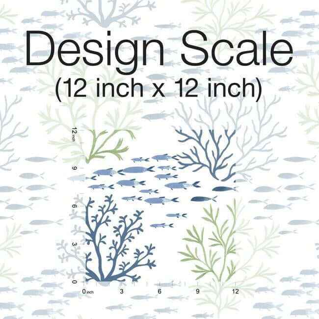 Marine Garden Green & Blue Wallpaper - York Wallcoverings - CV4404 - York Wallcoverings Wallpaper