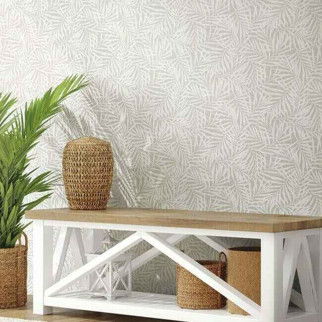 Oahu Fronds Cream & Off White Wallpaper - York Wallcoverings - CV4436 - York Wallcoverings Wallpaper