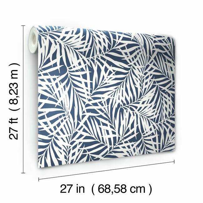 oahu-fronds-wallpaper-navywhite-york-wallcoverings-cv4432 - York Wallcoverings Wallpaper