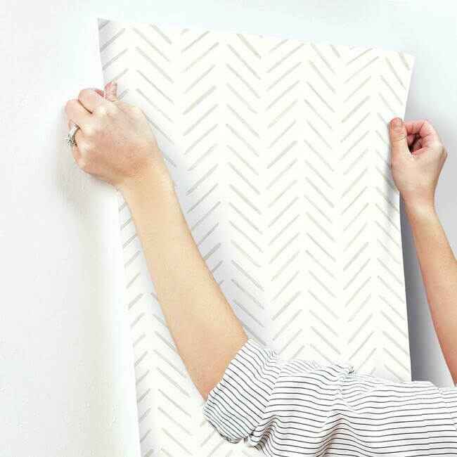 Painted Herringbone Off White Wallpaper - York Wallcoverings - CV4456 - York Wallcoverings Wallpaper