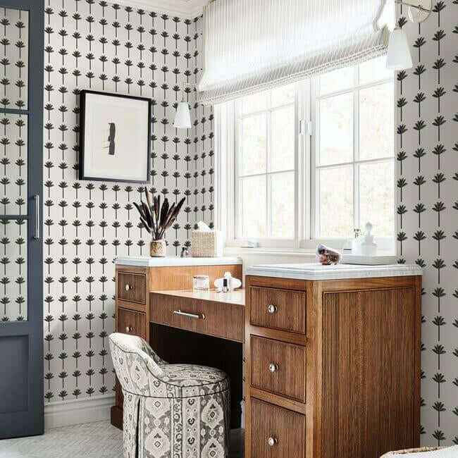 Palm Bay Black Wallpaper - York Wallcoverings - CV4417