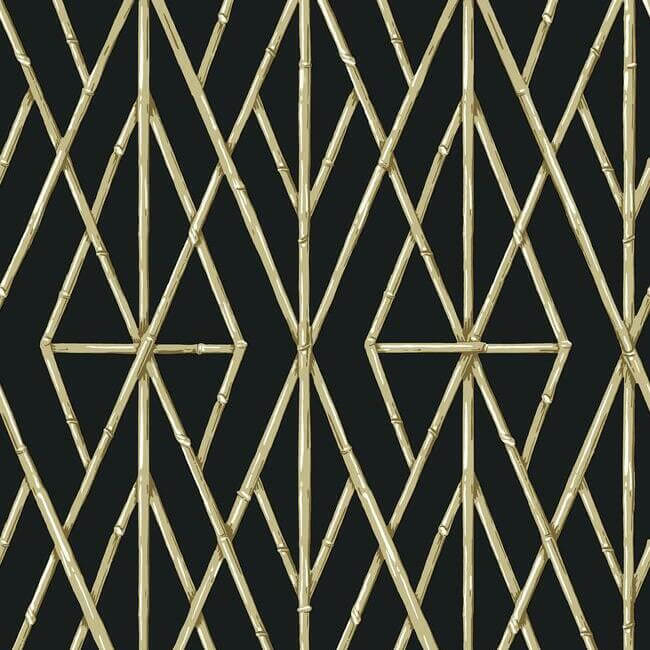 riviera-bamboo-trellis-black-wallpaper-york-wallcoverings-cv4448 - York Wallcoverings Wallpaper