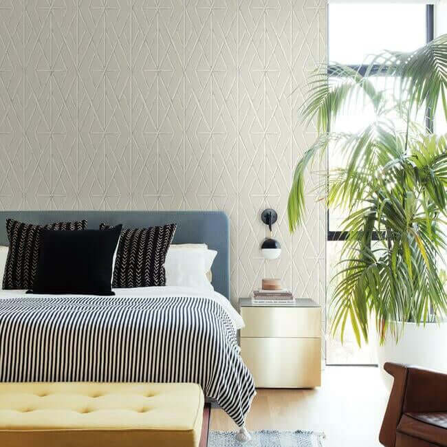 riviera-bamboo-trellis-wallpaper-sand-york-wallcoverings-cv4450 - York Wallcoverings Wallpaper