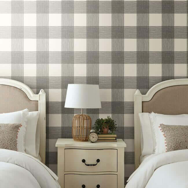 magnolia-home-common-thread-black-white-peel-stick-wallpaper-york-wallcoverings-psw1000rl - York Wallpaper Wallpaper