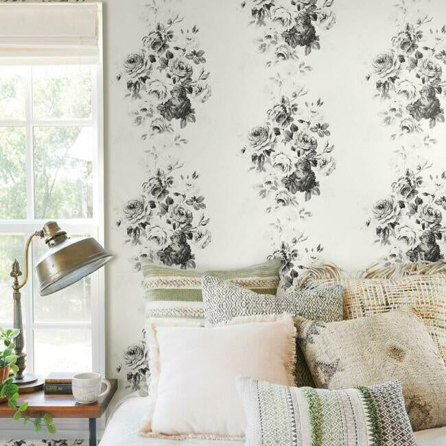 tea-rose-premium-peel-stick-wallpaper-black-white-on-white-york-wallcoverings-psw1157rl
