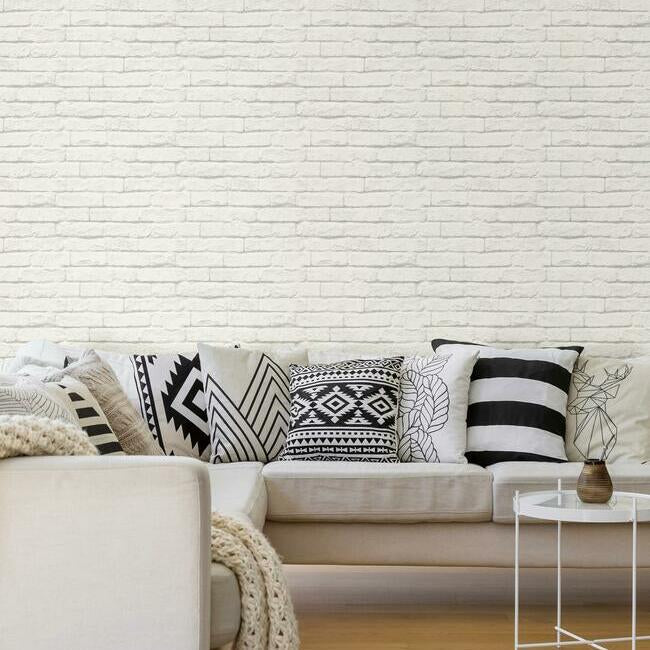 brick-and-mortar-premium-peel-stick-wallpaper-cool-white-york-wallcoverings-psw1174rl - York Wallcoverings Wallpaper