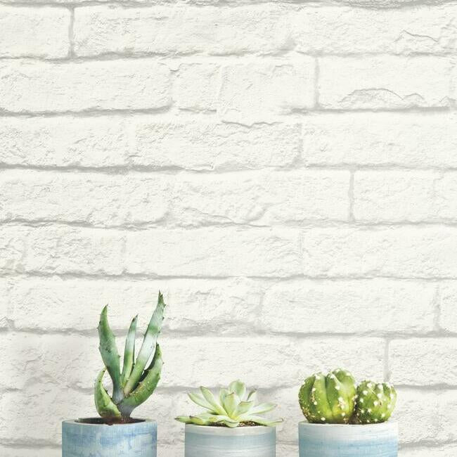 brick-and-mortar-premium-peel-stick-wallpaper-cool-white-york-wallcoverings-psw1174rl - York Wallcoverings Wallpaper