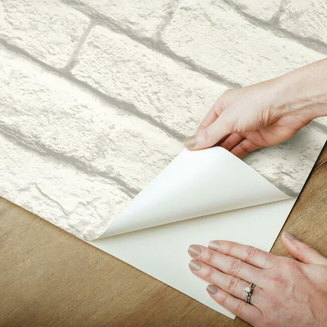 brick-and-mortar-premium-peel-stick-wallpaper-cool-white-york-wallcoverings-psw1174rl - York Wallcoverings Wallpaper