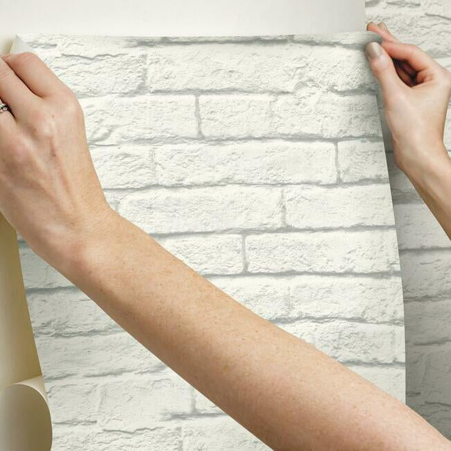 brick-and-mortar-premium-peel-stick-wallpaper-cool-white-york-wallcoverings-psw1174rl - York Wallcoverings Wallpaper