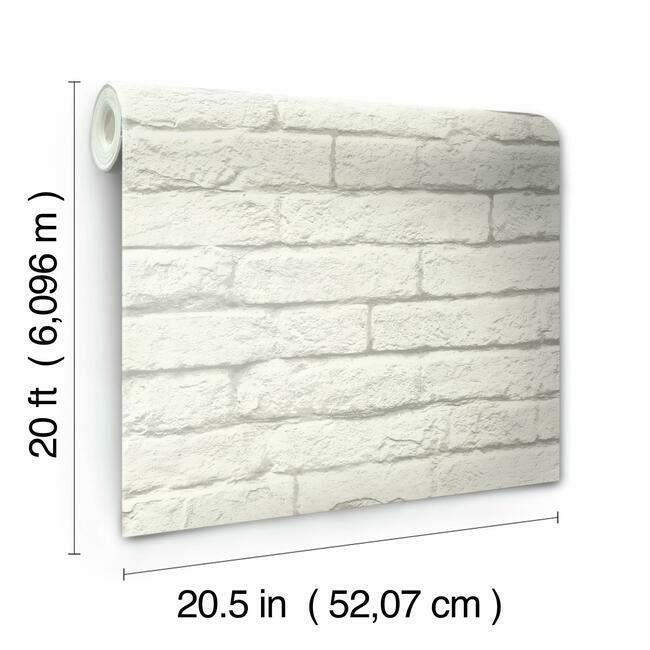 brick-and-mortar-premium-peel-stick-wallpaper-cool-white-york-wallcoverings-psw1174rl - York Wallcoverings Wallpaper