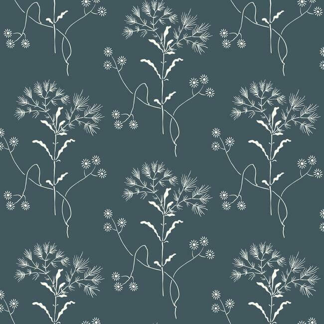 magnolia-home-wildflower-white-blue-peel-stick-wallpaper-york-wallcoverings-psw1154rl - York Wallcoverings Wallpaper