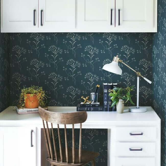 magnolia-home-wildflower-white-blue-peel-stick-wallpaper-york-wallcoverings-psw1154rl - York Wallcoverings Wallpaper