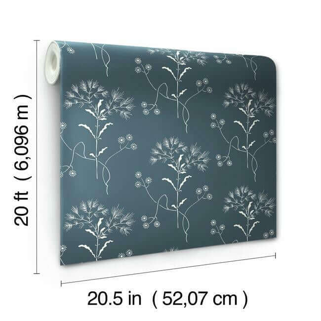 magnolia-home-wildflower-white-blue-peel-stick-wallpaper-york-wallcoverings-psw1154rl - York Wallcoverings Wallpaper