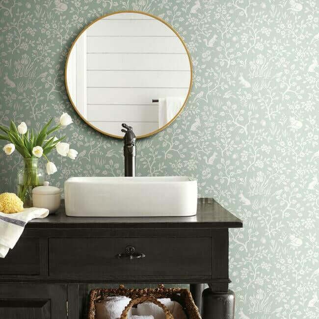 magnolia-home-fox-hare-green-peel-stick-wallpaper-york-wallcoverings-psw1167rl - York Wallpaper Wallpaper