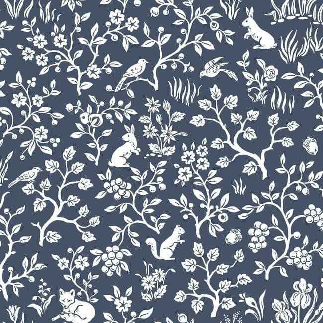 Magnolia Home Fox & Hare Navy Peel & Stick Wallpaper - York Wallcoverings - PSW1166RL