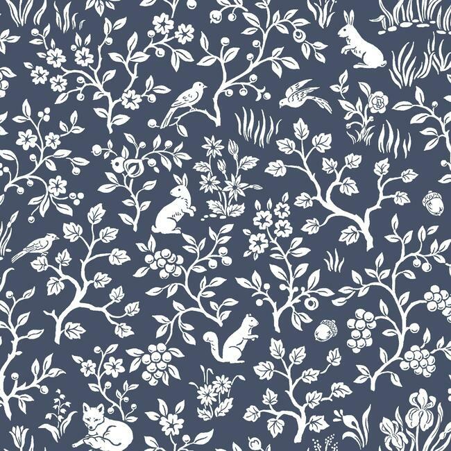 fox-hare-premium-peel-stick-wallpaper-navy-york-wallcoverings-psw1166rl