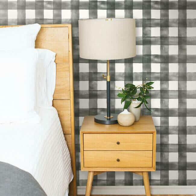 magnolia-home-watercolor-check-black-peel-stick-wallpaper-york-wallcoverings-psw1169rl - York Wallpaper Wallpaper
