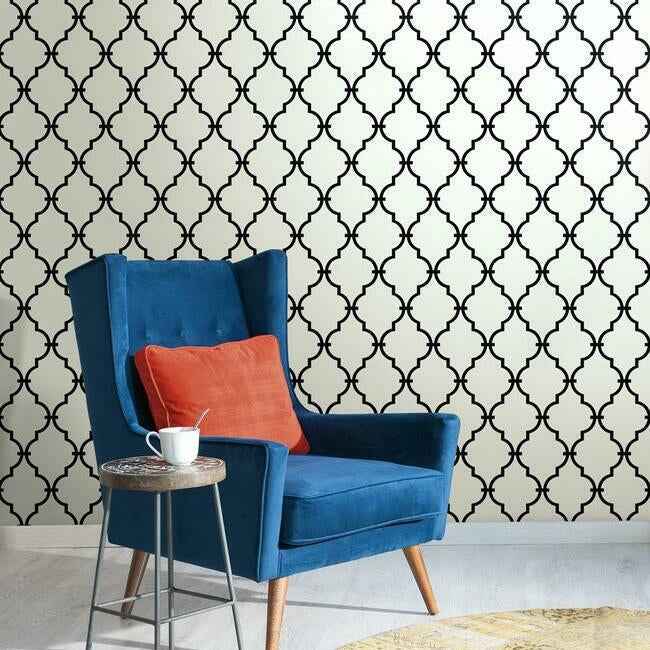Modern Trellis Black Wallpaper - York Wallcoverings - YS9100 - York Wallcoverings Wallpaper