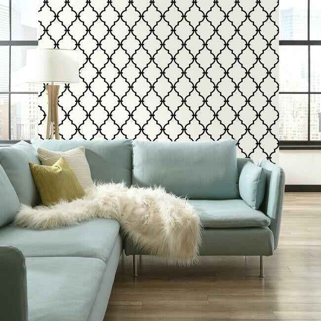 Modern Trellis Black Wallpaper - York Wallcoverings - YS9100 - York Wallcoverings Wallpaper