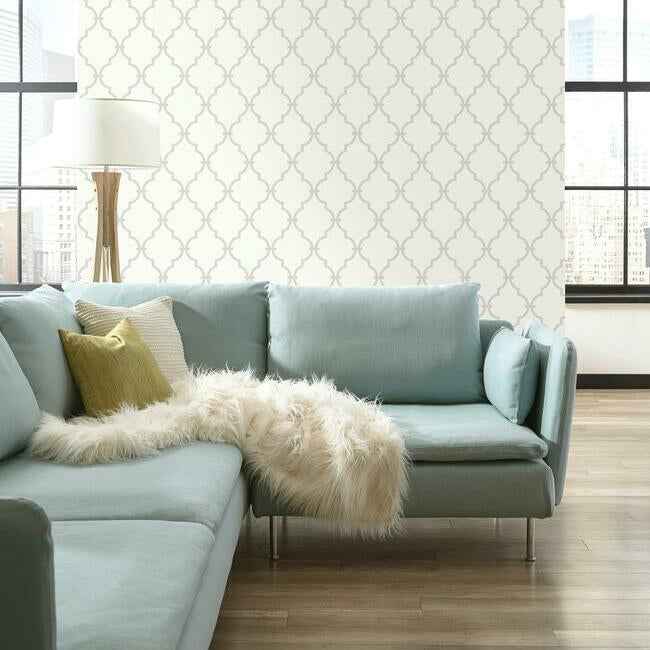 Modern Trellis Sure Strip Wallpaper Stone - York Wallcoverings - YS9102 - York Wallcoverings Wallpaper