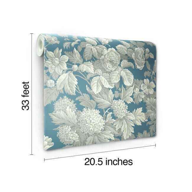 Antique Floral in Wedgewood Blue & Grey Wallpaper - York Wallcoverings - KC1845 - York Wallcoverings Wallpaper