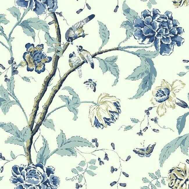 Teahouse Floral Green Wallpaper - York Wallcoverings - EB2076 - York Wallcoverings Wallpaper