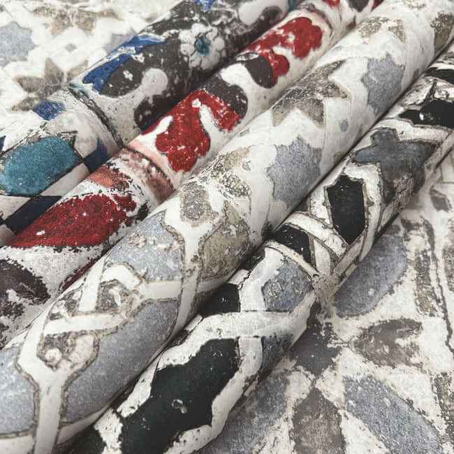 Encaustic Tile Blue Peel & Stick Wallpaper - York Wallcoverings - PSW1302RL - York Wallcoverings Wallpaper