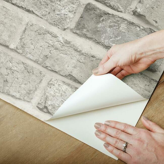 stretcher-brick-premium-peel-stick-wallpaper-putty-york-wallcoverings-psw1304rl - York Wallcoverings Wallpaper