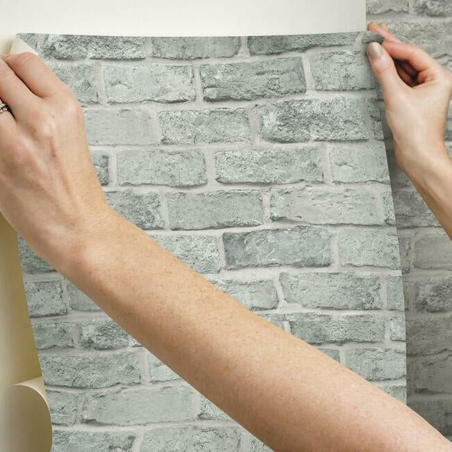stretcher-brick-premium-peel-stick-wallpaper-putty-york-wallcoverings-psw1304rl - York Wallcoverings Wallpaper