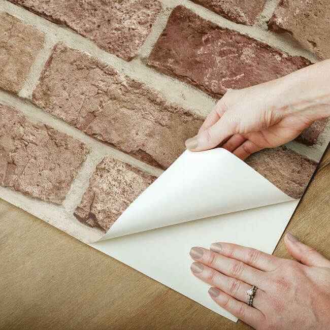 Stretcher Brick Red Peel & Stick Wallpaper - York Wallcoverings - PSW1306RL - York Wallcoverings Wallpaper