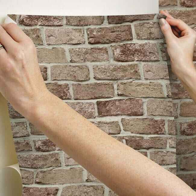 Stretcher Brick Red Peel & Stick Wallpaper - York Wallcoverings - PSW1306RL - York Wallcoverings Wallpaper