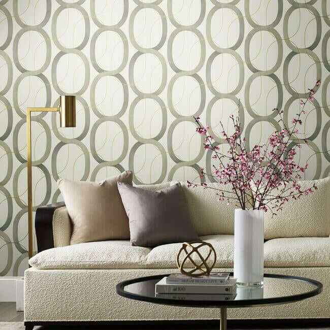 Interlock Taupe Wallpaper - York Wallcoverings - OS4211 - York Wallcoverings Wallpaper