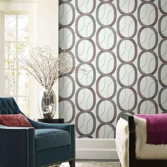 Interlock Plum Wallpaper - York Wallcoverings - OS4216 - York Wallcoverings Wallpaper