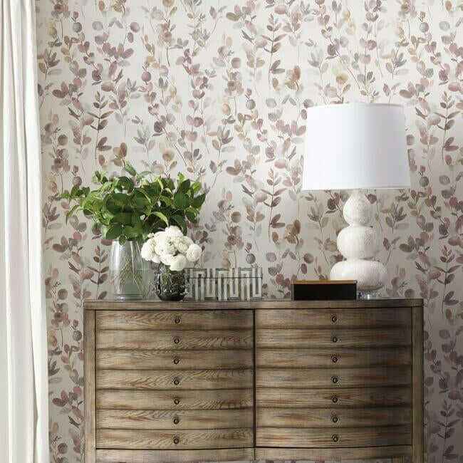 Joyful Eucalpytus Purple Wallpaper - York Wallcoverings - OS4312 - York Wallcoverings Papel pintado