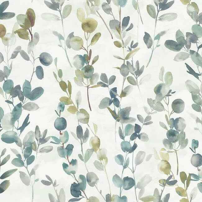 Joyful Eucalyptus Turquoise Wallpaper - York Wallcoverings - OS4313