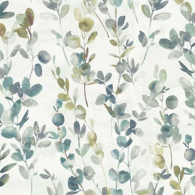 joyful-eucalyptus-turquoise-wallpaper-york-wallcoverings-os4313 - York Wallpaper Wallpaper
