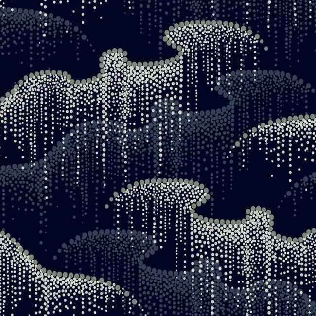 Moonlight Pearls Navy Wallpaper - York Wallcoverings - OS4264