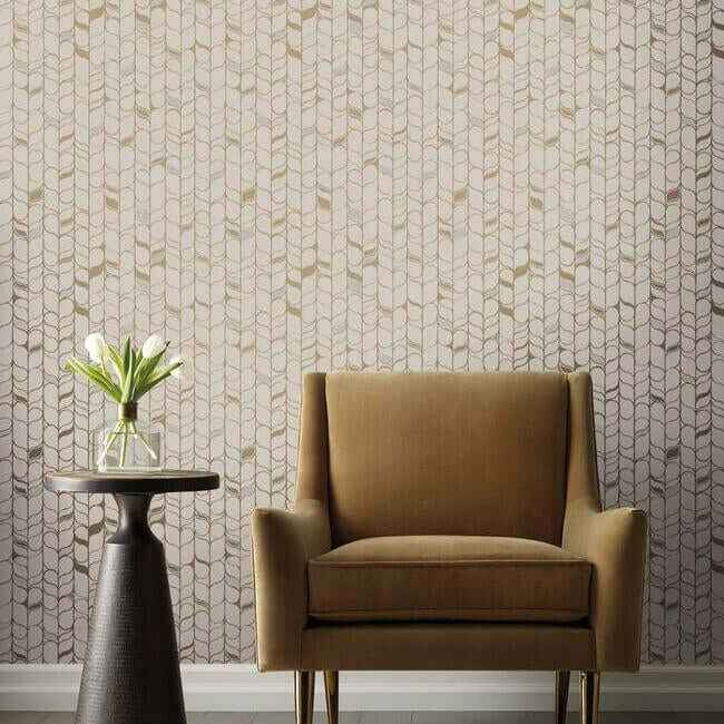 Perfect Petals Beige & Gold Wallpaper - York Wallcoverings - OS4206 - York Wallcoverings Wallpaper