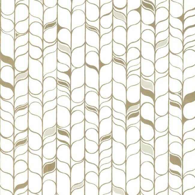 Perfect Petals White & Gold Wallpaper - York Wallcoverings - OS4201