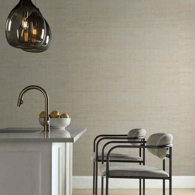 Jute Silver & Beige Metallic Wallpaper - York Wallcoverings - OS4321 - York Wallcoverings Wallpaper