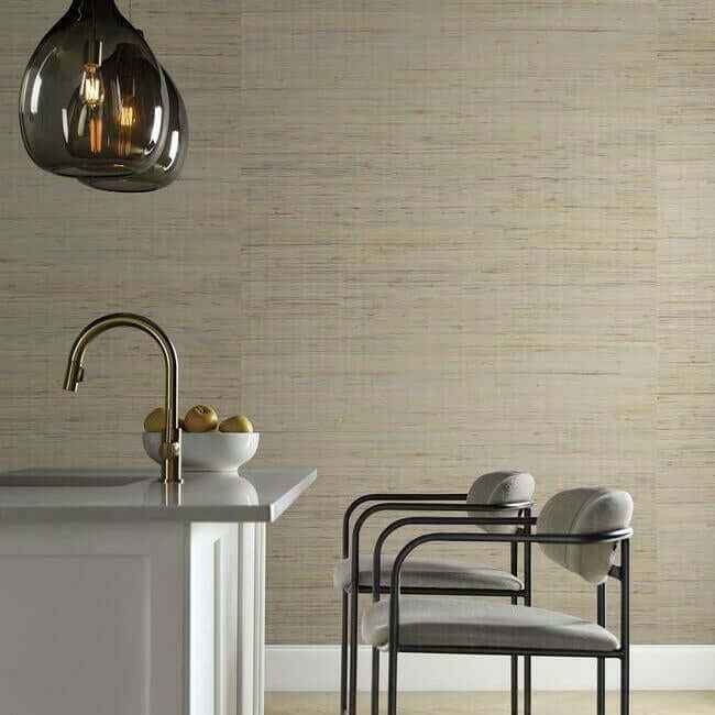 Jute Silver & Beige Metallic Wallpaper - York Wallcoverings - CO2090 - York Wallcoverings Wallpaper