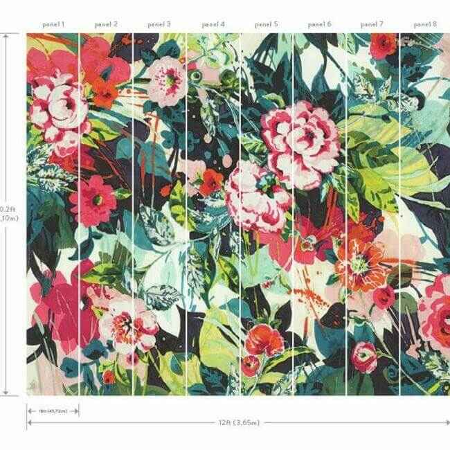 Pop Floral Wall Mural Bright - York Wallcoverings - MU0217M - York Wallcoverings Wallpaper