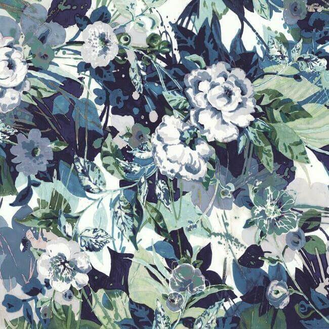 pop-floral-wall-mural-navy-york-wallcoverings-mu0220m - York Wallcoverings Wallpaper