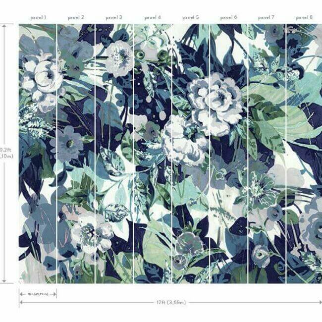 pop-floral-wall-mural-navy-york-wallcoverings-mu0220m - York Wallcoverings Wallpaper