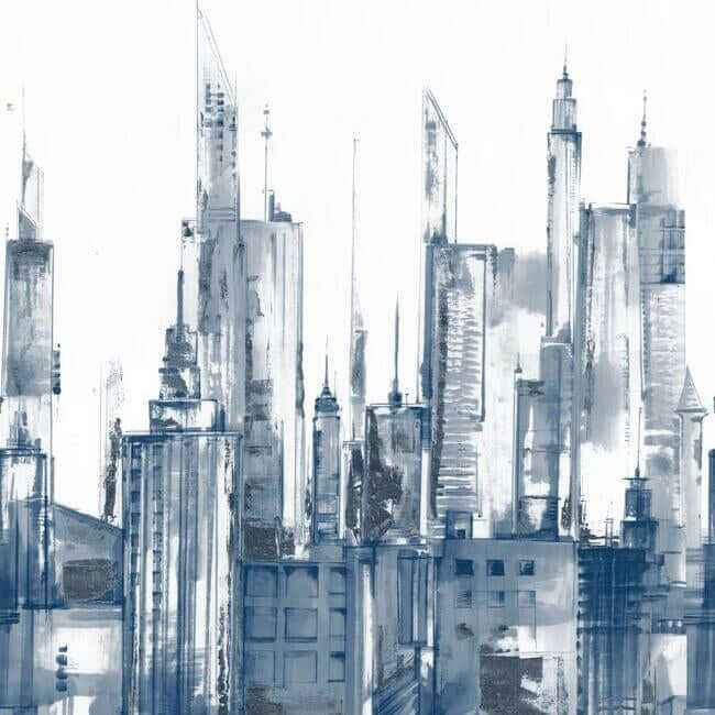 Cityscape Wall Mural Navy - York Wallcoverings - MU0275M - York Wallcoverings Wallpaper