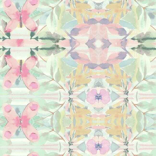 Synchronized Pink & Yellow Wallpaper - York Wallcoverings - LK8337 - York Wallcoverings Wallpaper